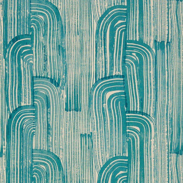 Crescent wallpaper in Lake/Cream van Kelly Wearstler