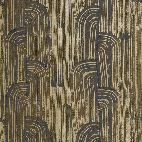 Crescent wallpaper in Ebony/Gold van Kelly Wearstler