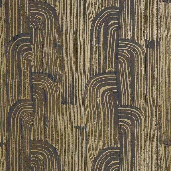 Crescent wallpaper in Ebony/Gold van Kelly Wearstler