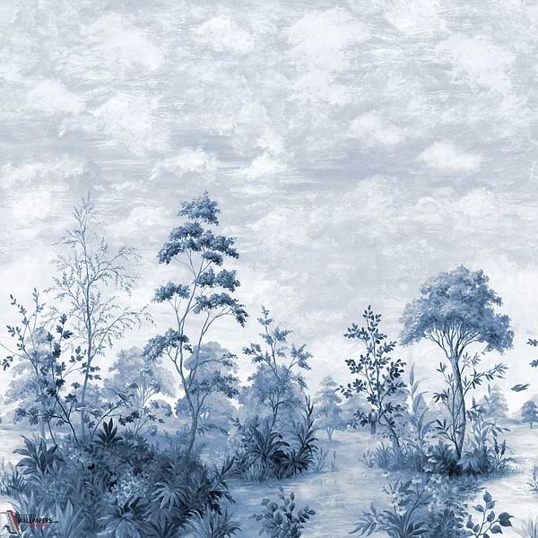 Cumbria Mural behang-Anna French-Blue and white on pearl-Set-Selected Wallpapers-Interiors
