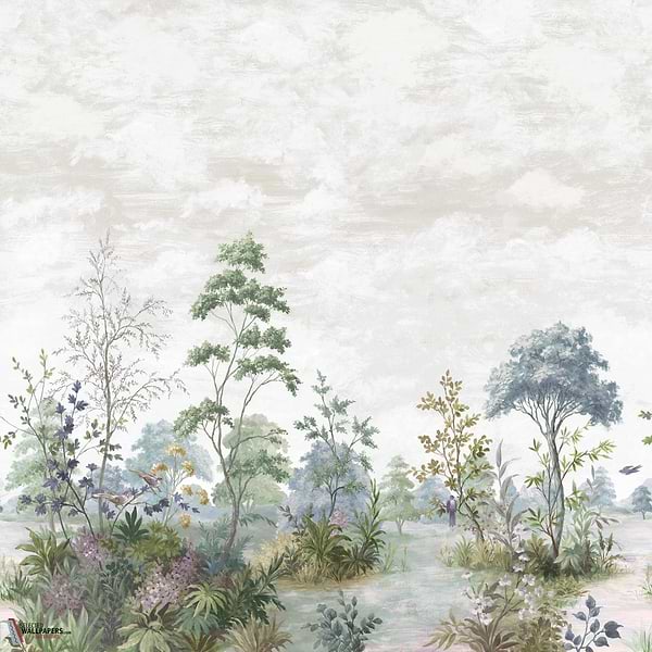 Cumbria Mural behang-Anna French-Pale blue and green on pearl-Set-Selected Wallpapers-Interiors