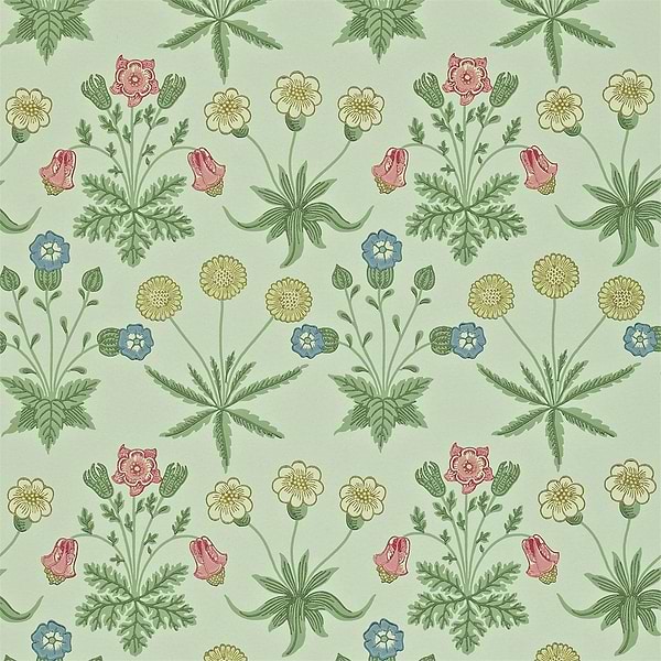 Daisy behang-behang-Morris & Co-Green/Rose-Rol-Selected Wallpapers &amp; Interiors