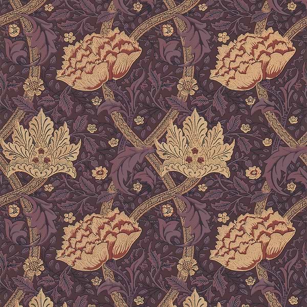 Windrush behang-Behang-Morris & Co-Aubergine/Wine-Rol-Selected Wallpapers & Interiors
