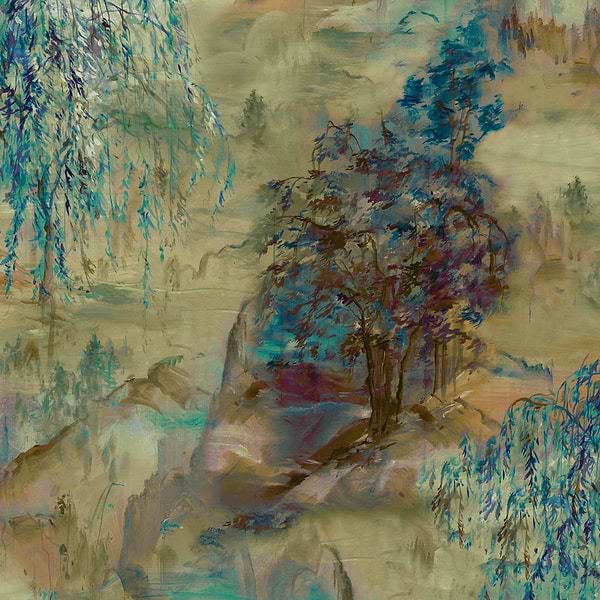 Dunhuang-Coordonne-behang-tapete-wallpaper-Blue Spirulina-Rol-Selected-Wallpapers-Interiors