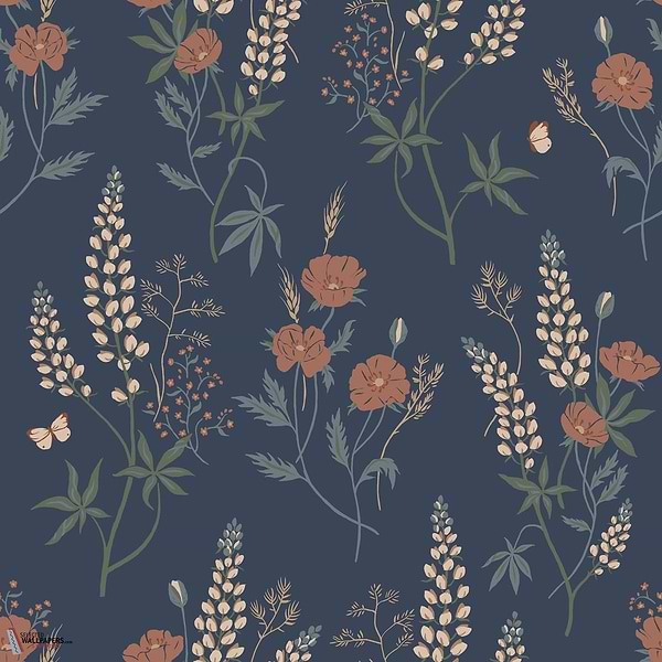 Emma wallpaper-Sandberg-Classic Blue-Roll-Selected Wallpapers-Interiors