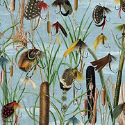 Fishing Flies behang-Mind the Gap-wallpaper-tapete-Aquamarine-300 cm (standaard)-Selected-Wallpapers-Interiors