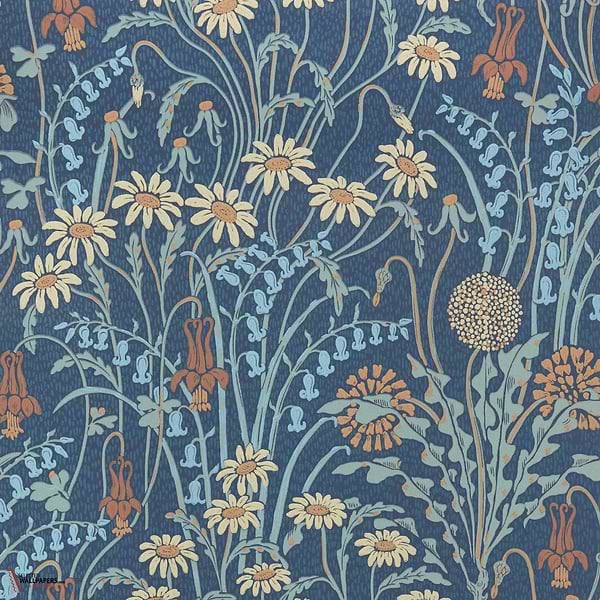 Flower Meadow behang-1838 wallcoverings-Prussian blue-Rol-Selected Wallpapers-Interiors
