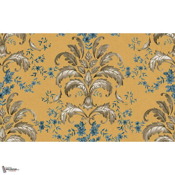 French Damask wallpaper-Coordonne-Mustard-Non Woven-Roll-Selected Wallpapers-Interiors
