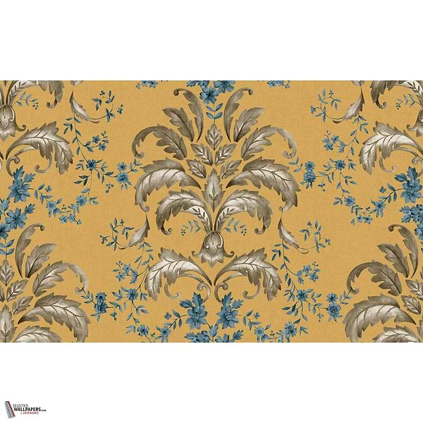French Damask wallpaper-Coordonne-Mustard-Non Woven-Roll-Selected Wallpapers-Interiors