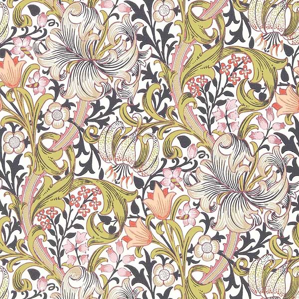 Golden Lily-behang-tapete-wallpaper-Morris & Co-Lily Espresso-Rol-Selected-Wallpapers-Interiors