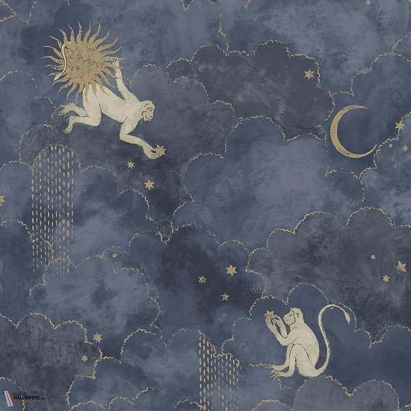 Grand Stars and Monkeys behang-Les Dominotiers-01-Non Woven (70 cm)-M2-Selected Wallpapers-Interiors