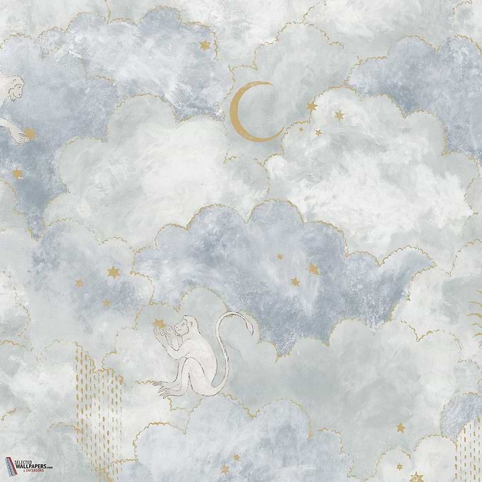 Grand Stars and Monkeys behang-Les Dominotiers-02-Non Woven (70 cm)-M2-Selected Wallpapers-Interiors