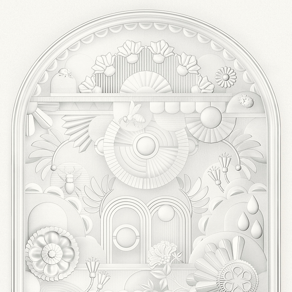 Greenhouse Gathering Arch-Moooi-behang-tapete-wallpaper-Architectural White-Paneel-Selected-Wallpapers-Interiors