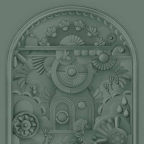 Greenhouse Gathering Arch-Moooi-behang-tapete-wallpaper-Forest Green-Paneel-Selected-Wallpapers-Interiors