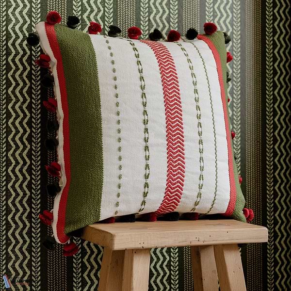 Handwerklich Kussen-Kussen-Mind the Gap-Kissen-Cushion-Green/Red-50 x 50 cm-Selected Interiors