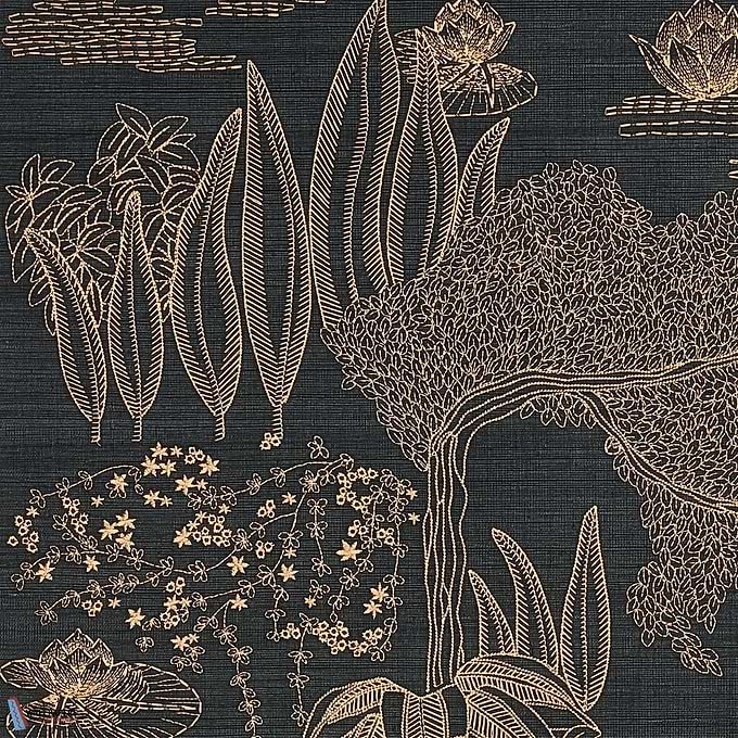 Hasu-Casamance-wallpaper-behang-Tapete-wallpaper-Noire Cuivre-Meter (M1)-Selected Wallpapers