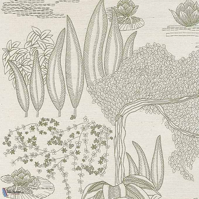 Hasu-Casamance-wallpaper-behang-Tapete-wallpaper-Ivoire/Vert de Gris-Meter (M1)-Selected Wallpapers