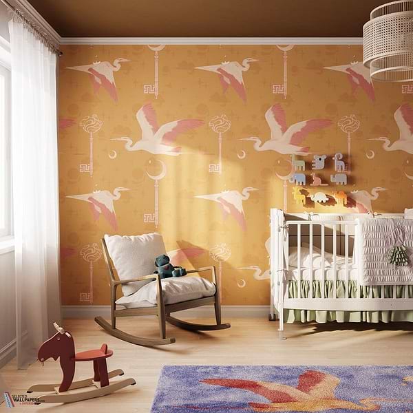 Heron's Flight behang-Inkiostro Bianco-Selected Wallpapers-Interiors