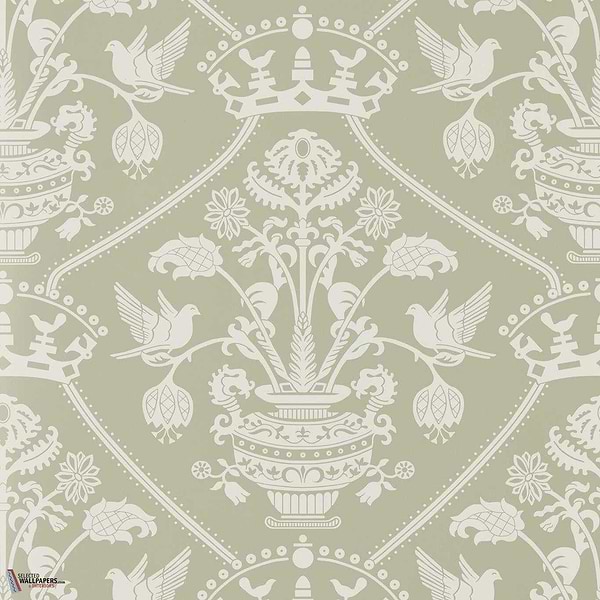Highgrove damask behang-Sanderson-Silver green-Rol-Selected Wallpapers-Interiors
