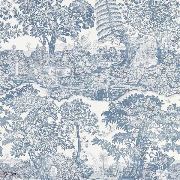 Highgrove toile behang-Sanderson-Tetbury blue-Rol-Selected Wallpapers-Interiors