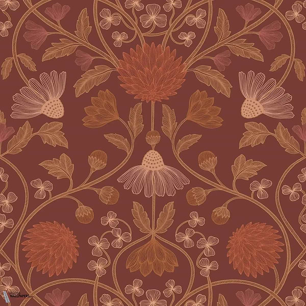 Hippolyte behang-Casamance-Bordeaux/Cuivre-Rol-Selected Wallpapers-Interiors