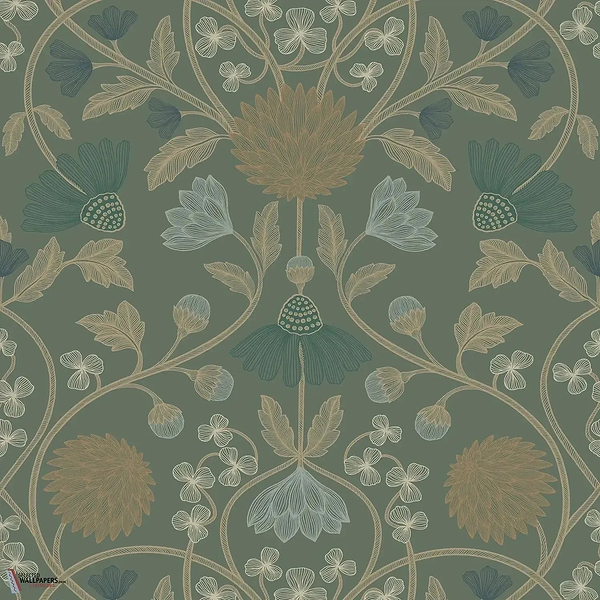 Hippolyte behang-Casamance-Vert de Gris/Dore-Rol-Selected Wallpapers-Interiors