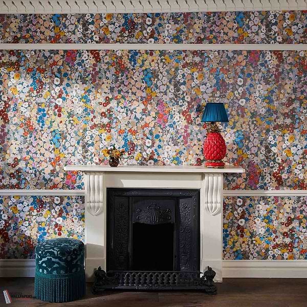 Hollyhocks behang-House of Hackney-wallpaper-tapete-Selected-Wallpapers-Interiors