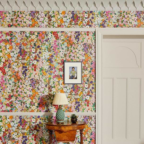 Hollyhocks behang-House of Hackney-wallpaper-tapete-Selected-Wallpapers-Interiors