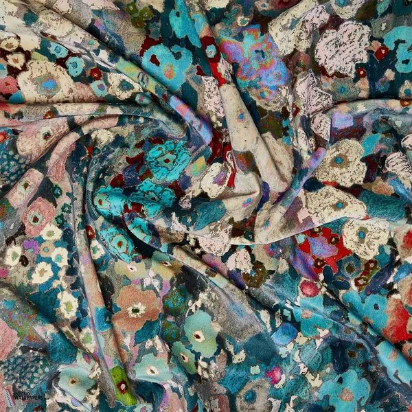 Hollyhocks stof-House of Hackney-fabric-Winter-Velvet-Selected-Wallpapers-Interiors