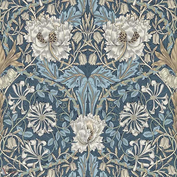 Honeysuckle and Tulip behang-behang-Morris & Co-Woad/Thyme-Rol-Selected Wallpapers &amp; Interiors