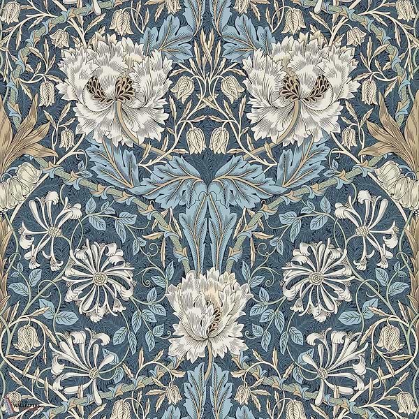 Honeysuckle and Tulip behang-behang-Morris & Co-Woad/Thyme-Rol-Selected Wallpapers & Interiors