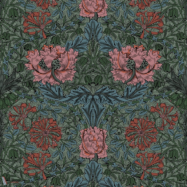 Honeysuckle behang-House of Hackney-wallpaper-tapete-Petrol-200 cm-Selected-Wallpapers-Interiors