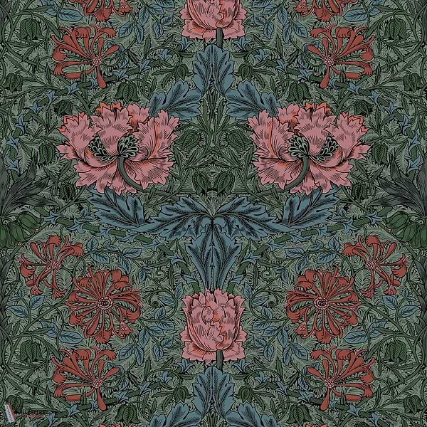 Honeysuckle behang-House of Hackney-wallpaper-tapete-Petrol-200 cm-Selected-Wallpapers-Interiors