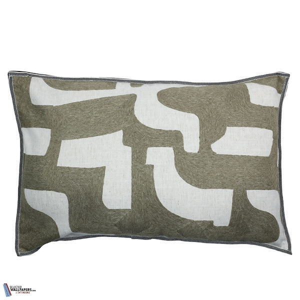 Housse de Coussin Entrelacs-Casamance-kussen-cushion-kissen-Kaki-60 x 40 cm-Selected Interiors
