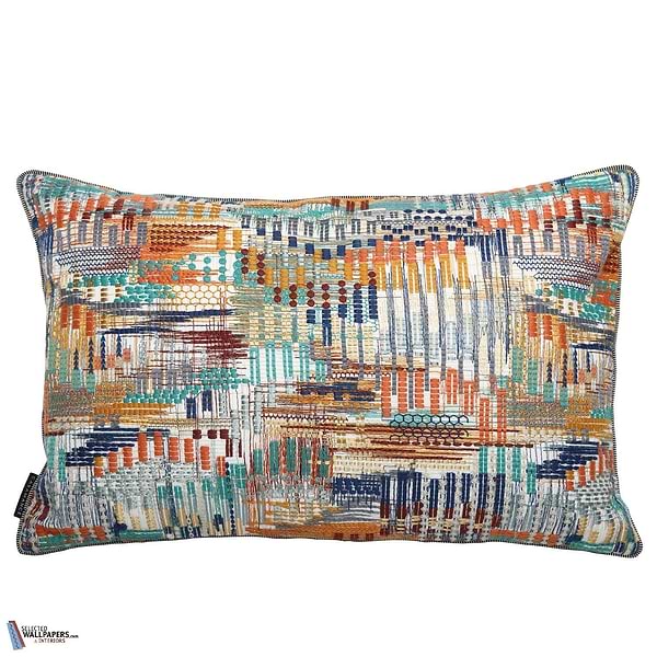 Housse de Coussin Point de Vue-Kussen-Casamance-Cushion-Turquoise Orange-40 x 60 cm-Selected Interiors