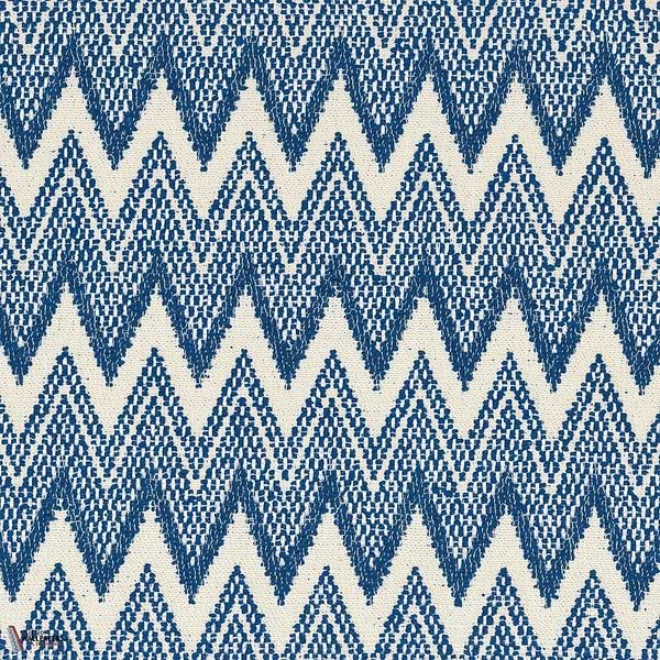 Hozho stof-Casamance-Bleu-Meter (M1)-Selected Wallpapers-Interiors