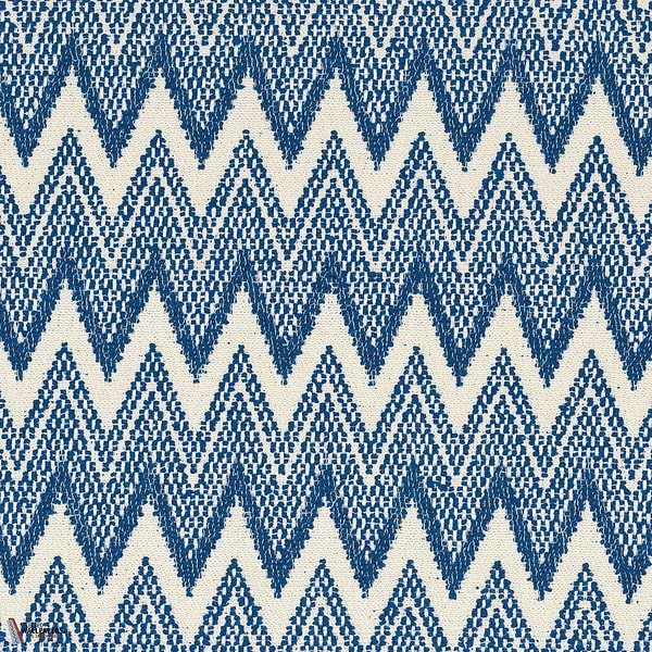 Hozho stof-Casamance-Bleu-Meter (M1)-Selected Wallpapers-Interiors