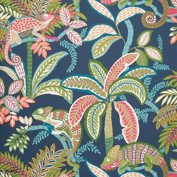 Iggy behang-Thibaut-Navy-Rol-Selected Wallpapers-Interiors