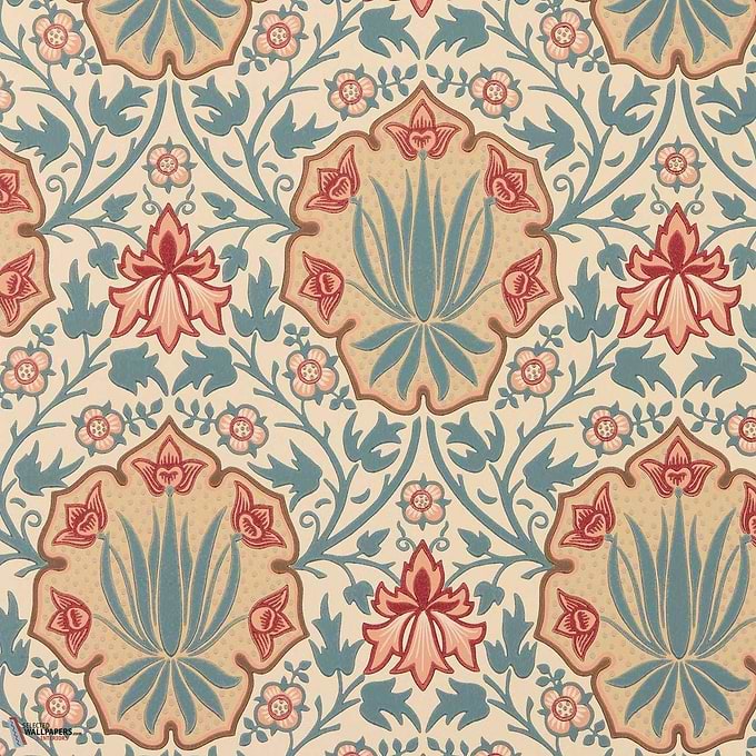 Iris & Rose behang-Morris & Co-Indigo/Crimson-Rol-Selected Wallpapers-Interiors