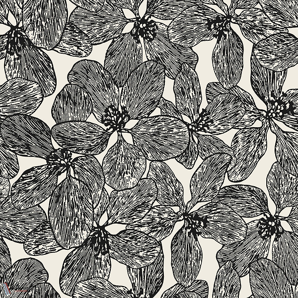 Island orchid behang-Thibaut-Black and white-Rol-Selected Wallpapers-Interiors