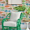Batik fish behang-Thibaut-Selected Wallpapers-Interiors