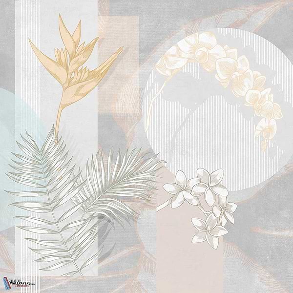 Kauai Flowers-Tecnografica-wallpaper-behang-Tapete-wallpaper-Grey-Fabric Vinyl-Selected Wallpapers