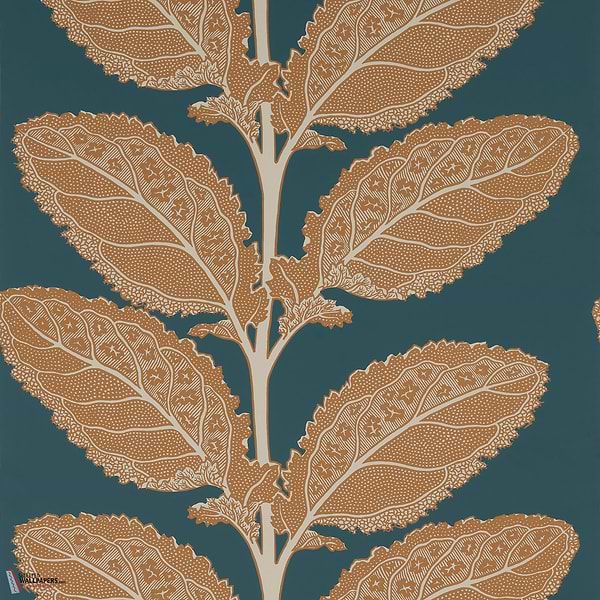 Lacinato behang-Thibaut-Ochre and mineral-Rol-Selected Wallpapers-Interiors