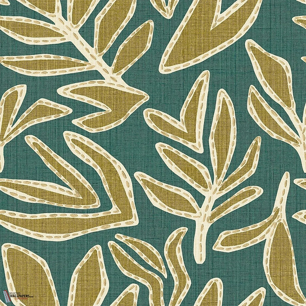 Lanzea behang-Casamance-Emeraude/Olive-Rol-Selected Wallpapers-Interiors