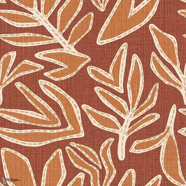 Lanzea behang-Casamance-Terracotta/Safran-Rol-Selected Wallpapers-Interiors