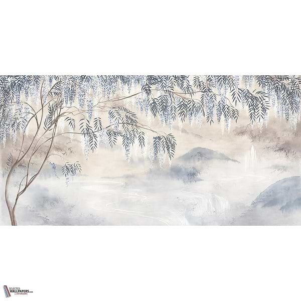 Le Vallon des Glycines behang-Les Dominotiers-Beige-Non Woven 70 cm-M2-Selected Wallpapers-Interiors