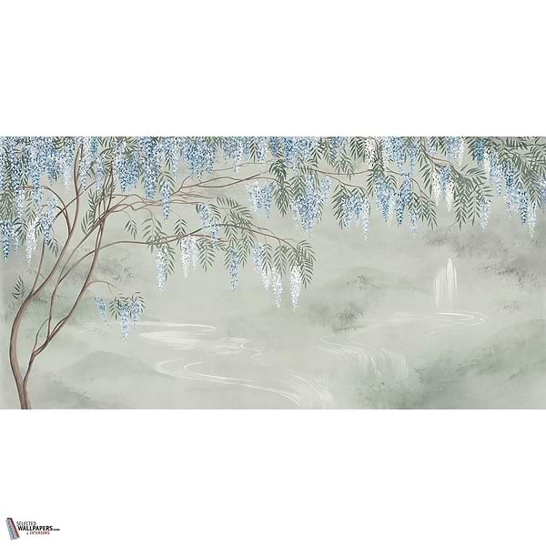 Le Vallon des Glycines behang-Les Dominotiers-Vert-Non Woven 70 cm-M2-Selected Wallpapers-Interiors