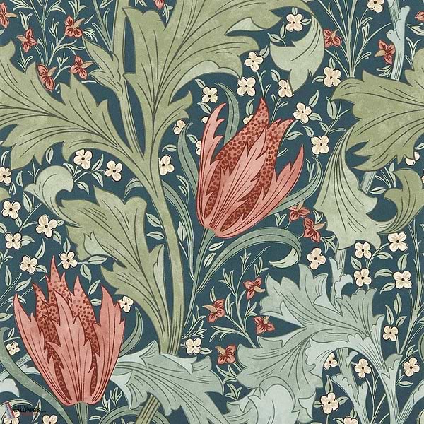 Lent Lily behang-Morris & Co-Indigo/Madder-Rol-Selected Wallpapers-Interiors