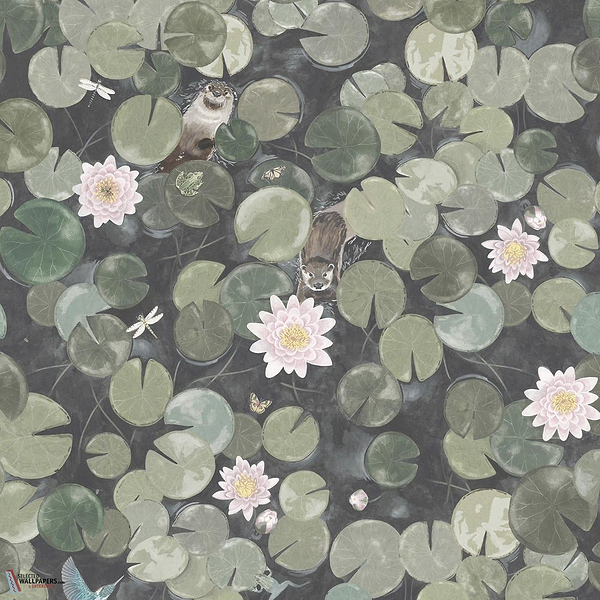Lily Pads wallpaper-Little Greene-Normandy Grey-Set-Selected Wallpapers-Interiors