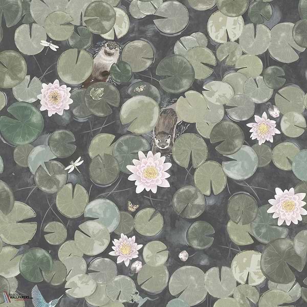 Lily Pads wallpaper-Little Greene-Normandy Grey-Set-Selected Wallpapers-Interiors